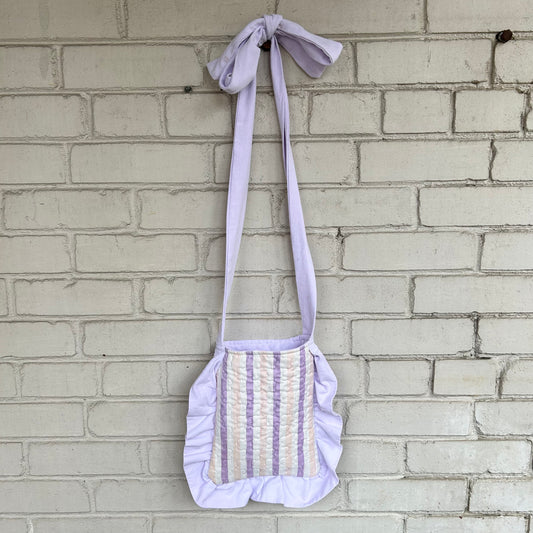 SOLD - Bow Bag, Purple Striped