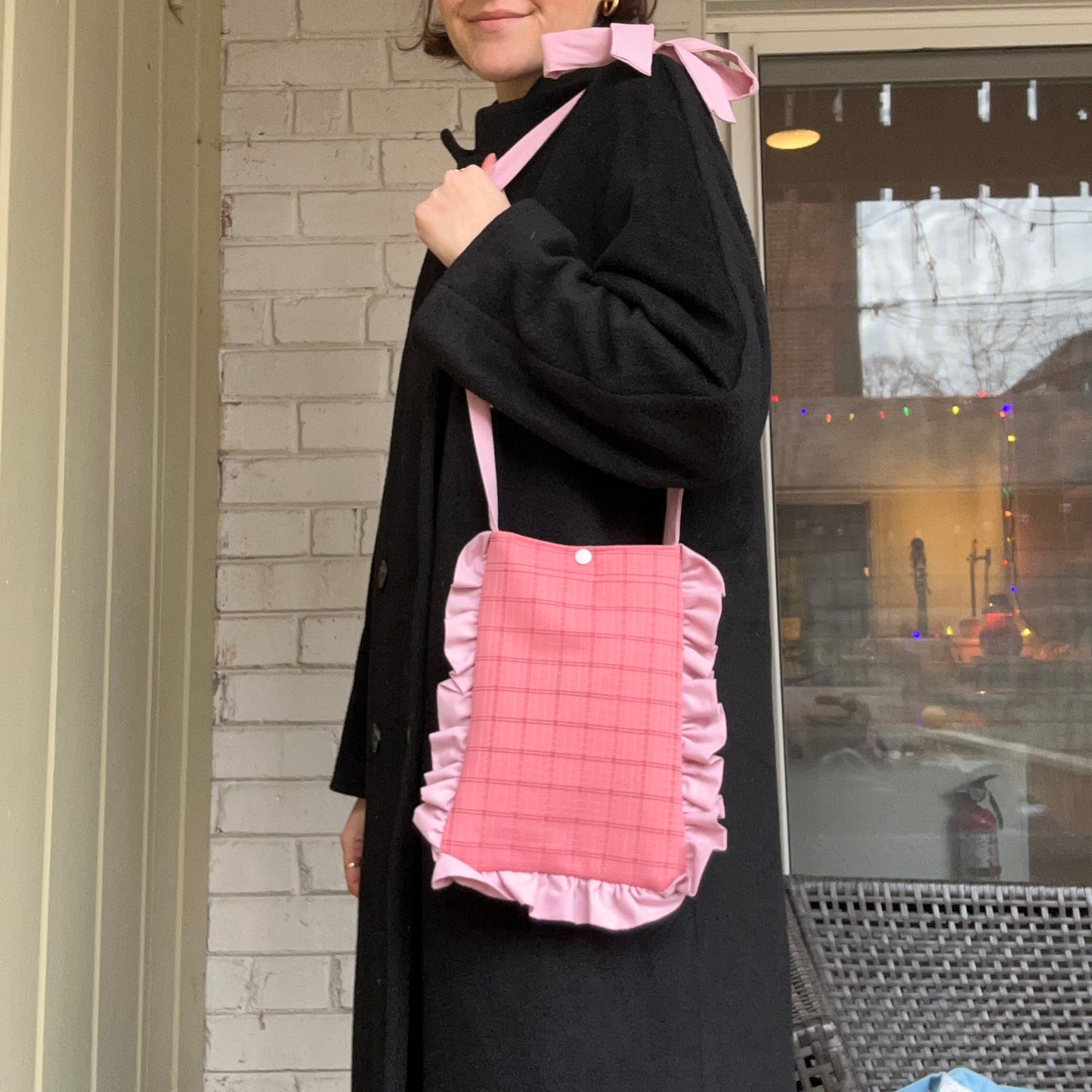 SOLD - Bow Bag - Pink Gingham