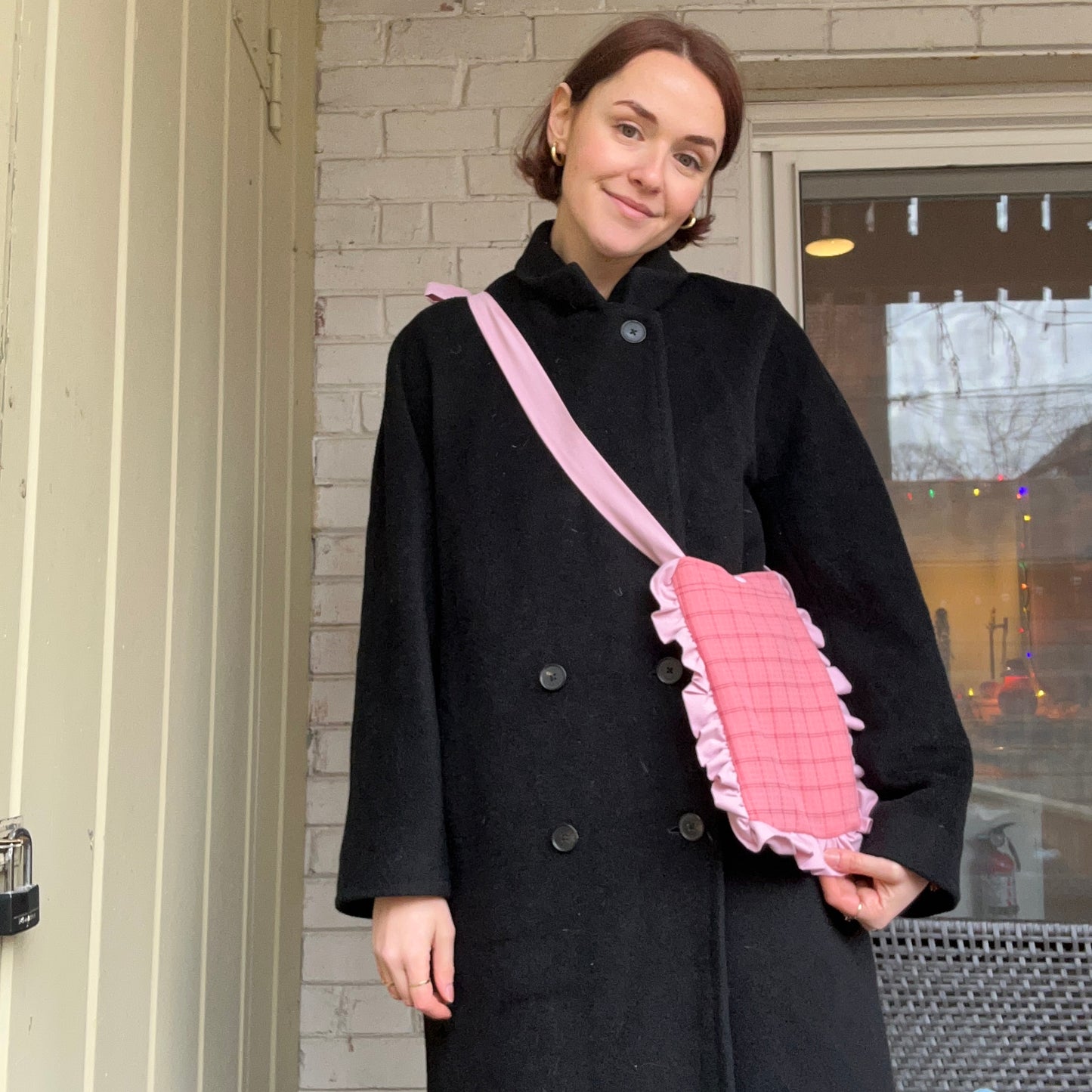 SOLD - Bow Bag - Pink Gingham